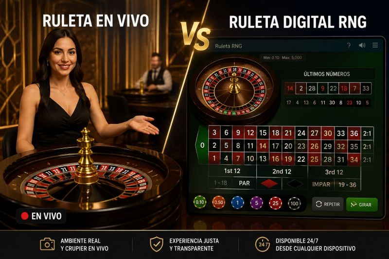 ¿Qué diferencia hay entre ruleta en vivo y ruleta RNG?